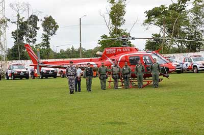Helicóptero alugado pela Norte Energia para repressão na região de Belo Monte